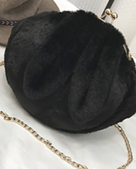  Fashion Black Plush  Crossbody Bags
