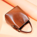 Leather Women's bag with fashionable waxy leather bucket bag handbag shoulder bag #95103