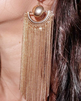  Fashion Tassel Design Gold Metal Earring
