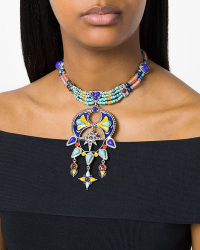 Bohemia Style Hollow-out Blue Metal Necklace