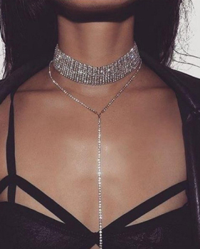 Euramerican Rhinestone Decorative Silver Crystal Necklace