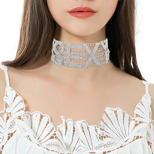 Fashion Hollow-out White Crystal Necklace