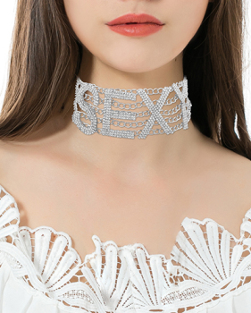 Fashion Hollow-out White Crystal Necklace