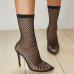 Sexy fashion transparent stiletto heel sandals mesh openwork pointed #95009