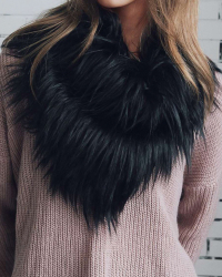  Fashionable Faux Fur Design Black Wool Scarves