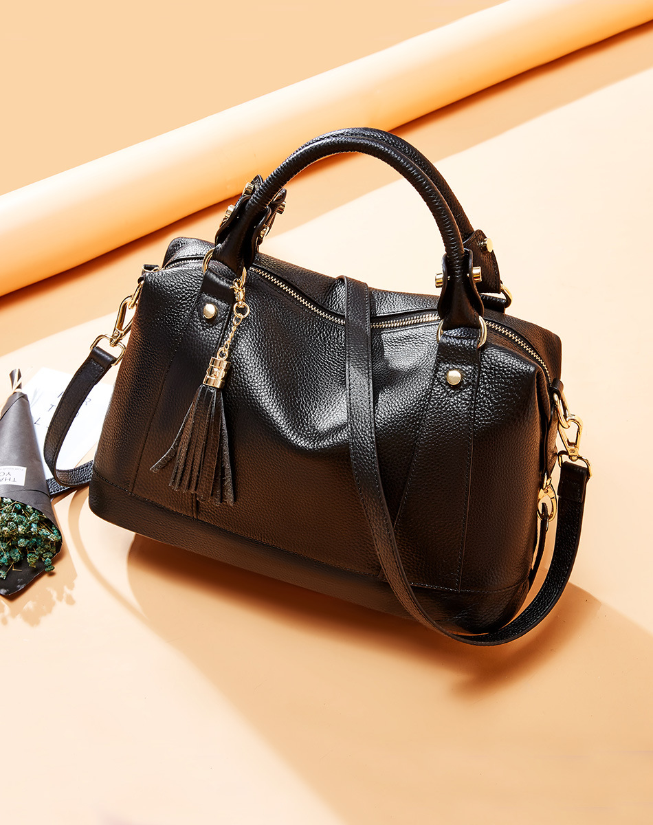 New leather women's bag stylish single shoulder bag tassel head layer cowhide handbag women's bag cross-body #95073