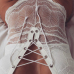  Sexy Lace-up See-Through White Lace One-piece Jumpsuits