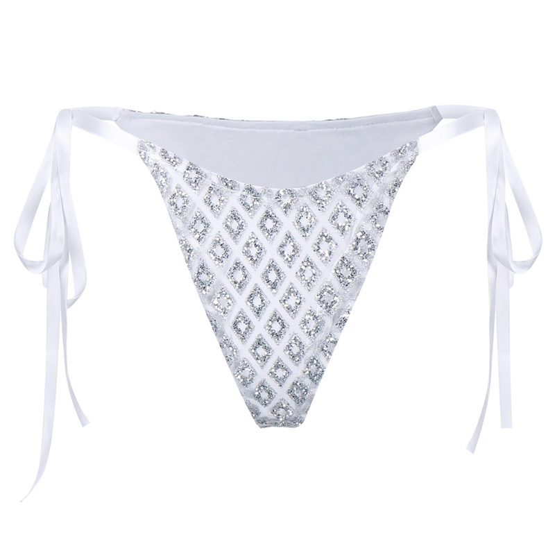  Sexy Sequined Decorative Silver Polyester Panties