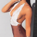 Sexy Deep V Neck White Lace One-piece Jumpsuits