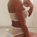 Sexy Yarn Splicing White Spandex Two-piece Swimwear
