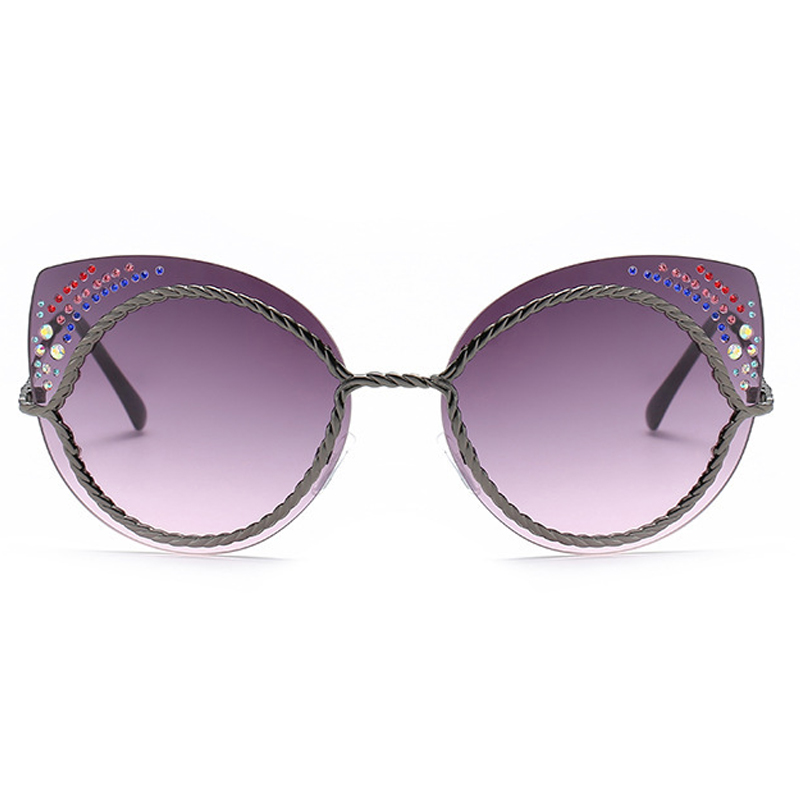  Euramerican Rhinestone Decorative Grey Plastic Sunglasses
