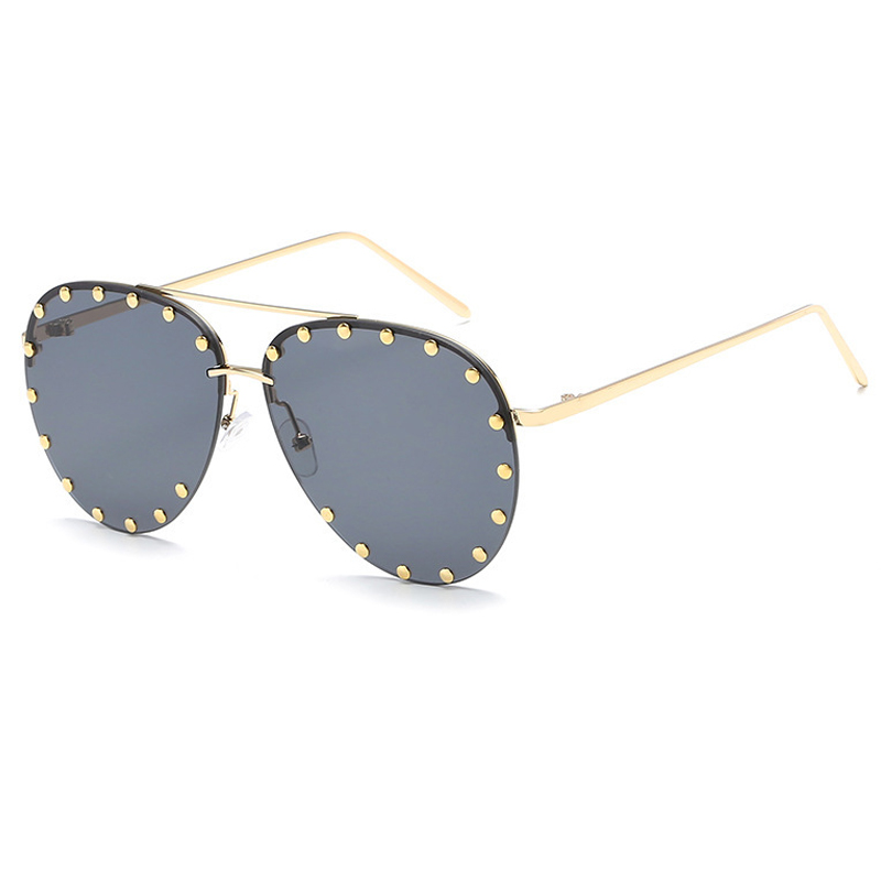  Euramerican Rivet Decorative Grey Plastic Sunglasses