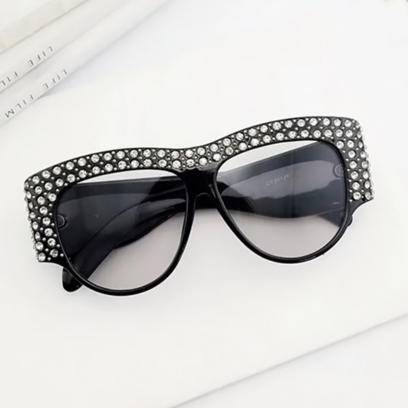  Fashion Diamante Decorative Black PC Sunglasses