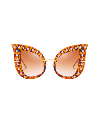  Fashion Pearl Decoration Leopard PC Sunglasses