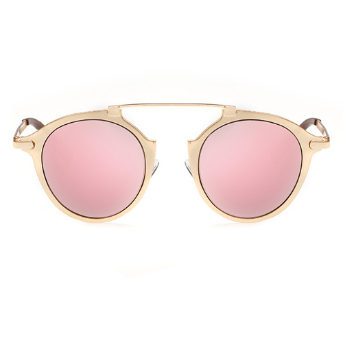 Euramerican Round-shaped Frame Design Pink PC Sunglasses
