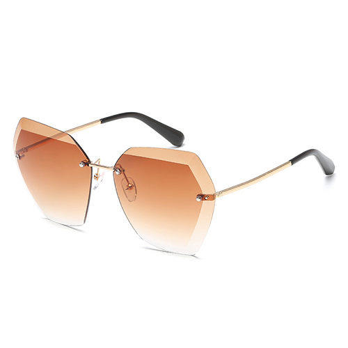 Fashion Rivet Decorative Tawny Metal Sunglasses