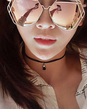 Stylish Big Frame Hollow-out Cherry Pink PC Sunglasses