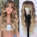 Wigs for womens long curly hair with gradually changing color in front of lace wig headband #95143