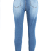  Fashionable Mid Waist Broken Holes Blue Denim Zipped Pants