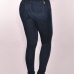  Trendy High Waist Button Design Dark Blue Denim Jeans