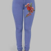 Trendy High Waist Embroidered Design Blue Denim Pants