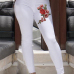  Trendy High Waist Embroidered Design White Denim Pants
