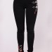  Trendy Mid Waist Embroidered Design Black Denim Jeans