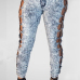 Sexy High Waist Lace-up Hollow-out Blue Denim Jeans