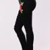 Stylish High Waist Embroidered Design Black Denim Pants
