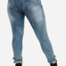 Stylish Mid Waist Broken Holes Blue Denim Skinny Jeans