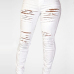 Trendy High Waist Broken Holes White Denim Skinny Jeans