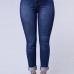 Trendy Mid Waist Button Fly Blue Denim Skinny Jeans