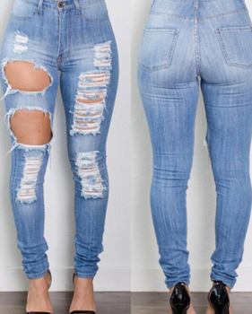 denim Solid Zipper Fly High Regular Pants Jeans