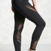  Fashion Mid Waist See-Through Net Yarn Splicing Black Polyester Leggings