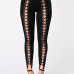 Stylish High Waist Hollow-out Black Polyester Leggings