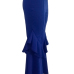  Euramerican Mid Waist Falbala Design Blue Polyester Wide Leg Pants