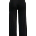  Fashion High Waist Patchwork Black Polyester Zipped Pants