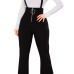  Sexy High Waist Zipper Design Black Polyester Suspender Pants