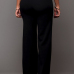  Trendy High Elastic Waist Black Polyester Pants