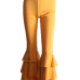  Trendy High Waist Falbala Design Yellow Polyester Pants 