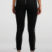  Trendy High Waist Lace-up Hollow-out Black Velvet Pants