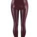 Euramerican High Elastic Waist Wine Red Leather Pants
