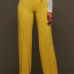 Euramerican High Waist Zipper Design Yellow Polyester Pants
