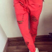 Fashion Hollow-desgin Solid Red Polyester Drawstring Mid Pants