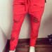 Fashion Hollow-desgin Solid Red Polyester Drawstring Mid Pants