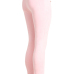 Stylish High Waist Double-breasted Decorative Pink Cotton Skinny Pants