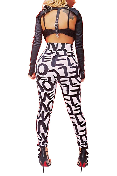 Stylish High Waist Letters Printed Qmilch Pants