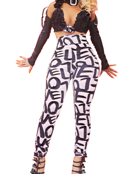 Stylish High Waist Letters Printed Qmilch Pants