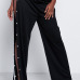 Trendy Elastic Waist High Split Black Qmilch Pants