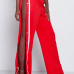Trendy Elastic Waist High Split Red Qmilch Pants